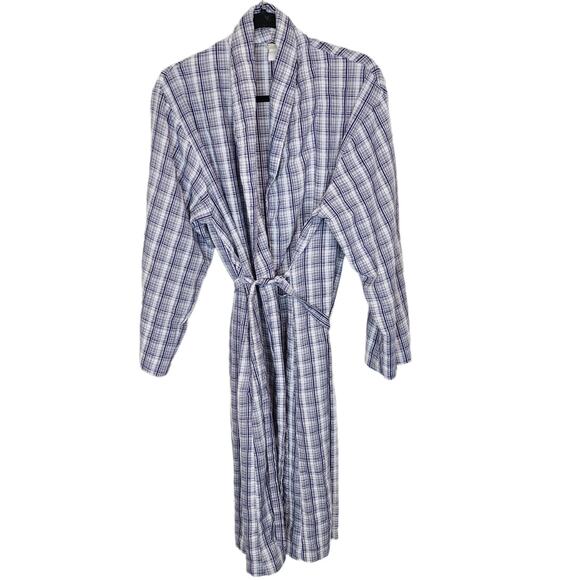 Victoria's Secret Other - VTG Victoria's Secret Robe Gold Crown Cozy Robe Womens M Blue White Plaid Pocket